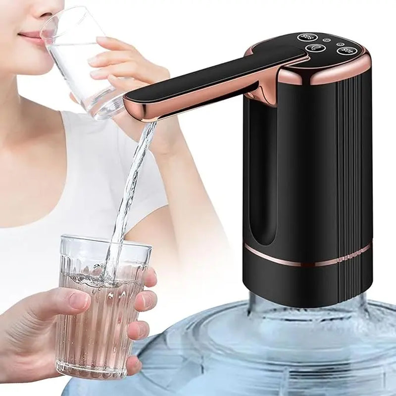 5 Gallon Water Pump Dispenser – Rechargeable & Foldable Electric Water Jug Pump, Type-C Water Bottle Pump with 2 Silicone Hoses & Stainless Steel Weight Sinker, for Camping/Home/Office