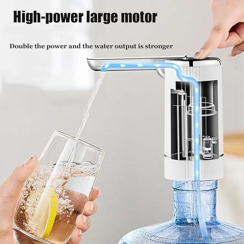 5 Gallon Water Pump Dispenser – Rechargeable & Foldable Electric Water Jug Pump, Type-C Water Bottle Pump with 2 Silicone Hoses & Stainless Steel Weight Sinker, for Camping/Home/Office