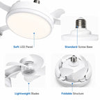 Ceiling Fan Light with Remote Control, 19.69 Inch Screw in LED Fan Light, E26/E27 Base Foldable Ceiling Fan with 4 Fan Heads, Quiet Airflow & Bright Lighting, Easy Installation for Bedroom, Living Room, Kitchen, Office, Dorm, Small Room Use